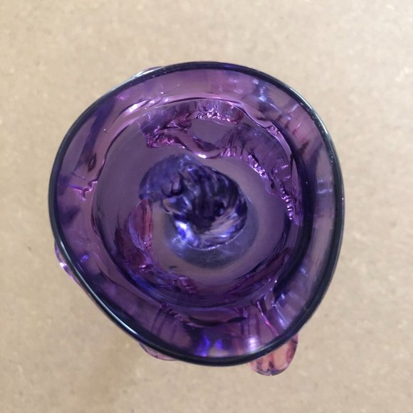 Hand Blown Candle Votive Holder 6" Tall Swirl Twist Purple & Pink Mythical EUC - Picture 4 of 4